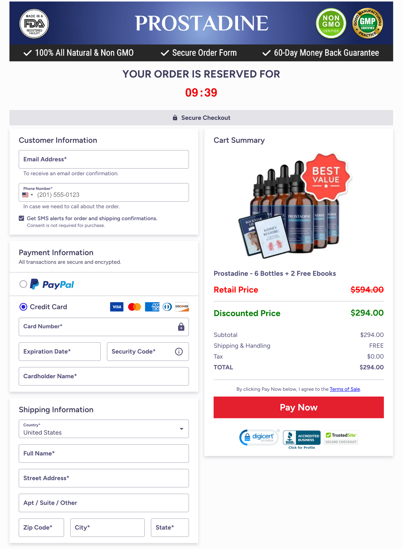 Prostadine Official Website Secure Order Page